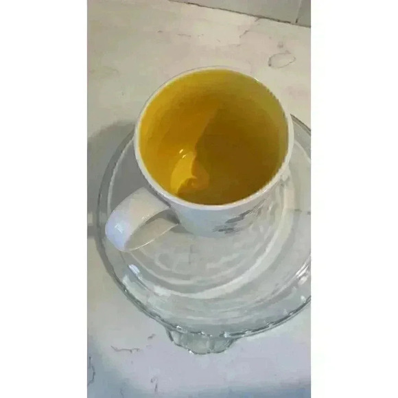 TAZA MONOGRAM INITIAL D Mug, 4 1/8", Pink Floral, Yellow Interior, Pre-Owned - Picture 3 of 6